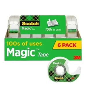 Scotch 6122 Magic Tape & Refillable Dispenser, 3/4-Inch x 650-Inch, 1-Inch Core, Clear, 6/Pack