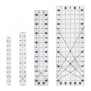 Quilting Rulers Sewing Ruler,Acrylic Quilting Ruler Templates,Precision Cutting Tools for Patchwork Fabric,Sewing Supplies Purple(6"X17",3"X16",1.5"X12",1"X11")