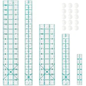 Sewing Ruler,5 Piece Quilting Rulers,3 x17 Inch,1.5 x17 Inch,3 x12 Inch,1.5 x10 Inch,1 x6 Inch,Acrylic Ruler,Cutting Ruler with Non-Slip Rings (Blue)