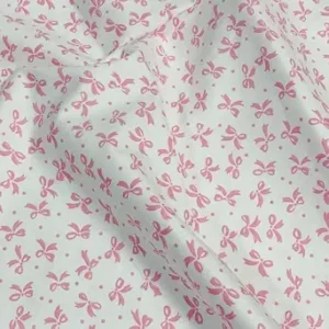 Light Weight Natural Cotton Fabric by the Yard DIY Making Supplies Quilting Patchwork Fabric Fat Quarter Bundles DIY for Quilting Cotton Patchwork Cushions (Pink Bow, 1 Yard)