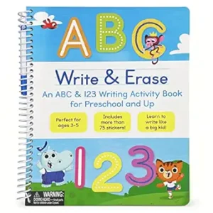 Write & Erase ABC and 123: Wipe Clean Writing & Tracing Workbook Skills for Preschool Kids and Up Ages 3-5: Includes Letter and Number Tracing, Early ... Erase Marker & Bonus Restickable Stickers.