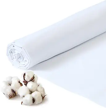 Q&J Fabric Co. 100% Cotton Fabric by The Yard 60'' Wide x 2 Yards,Broadcloth Muslin Fabric Nearly Medium Weight Material for DIY Sewing Apparel Cloth, Quilting, Soft Embroidery Cloth, Garments (White)