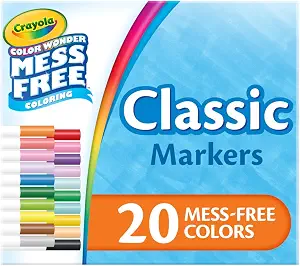 Crayola Color Wonder Marker Refill Set (20ct), Mess Free Broad Line Markers for Toddlers, Mess Free Coloring for Kids, Toddler Gifts