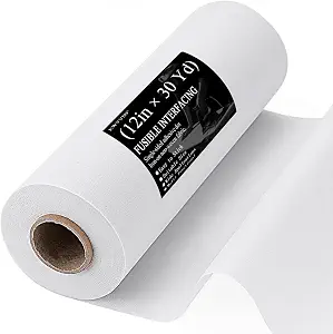 Medium Weight 12"X 30 Yards Fusible Interfacing for Sewing,Iron-On Non-Woven Interfacing Fabric,Polyester Single-Sided Interfacing for Sewing Supplies