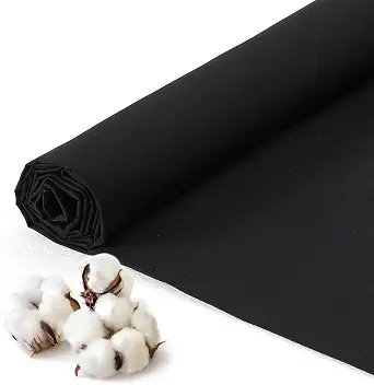 Q&J Fabric Co. 100% Cotton Fabric by The Yard 60'' Wide x 2 Yards, Broadcloth Muslin Fabric Nearly Medium Weight Material for DIY Sewing Apparel Cloth, Quilting, Soft Embroidery Cloth,Garments (Black)