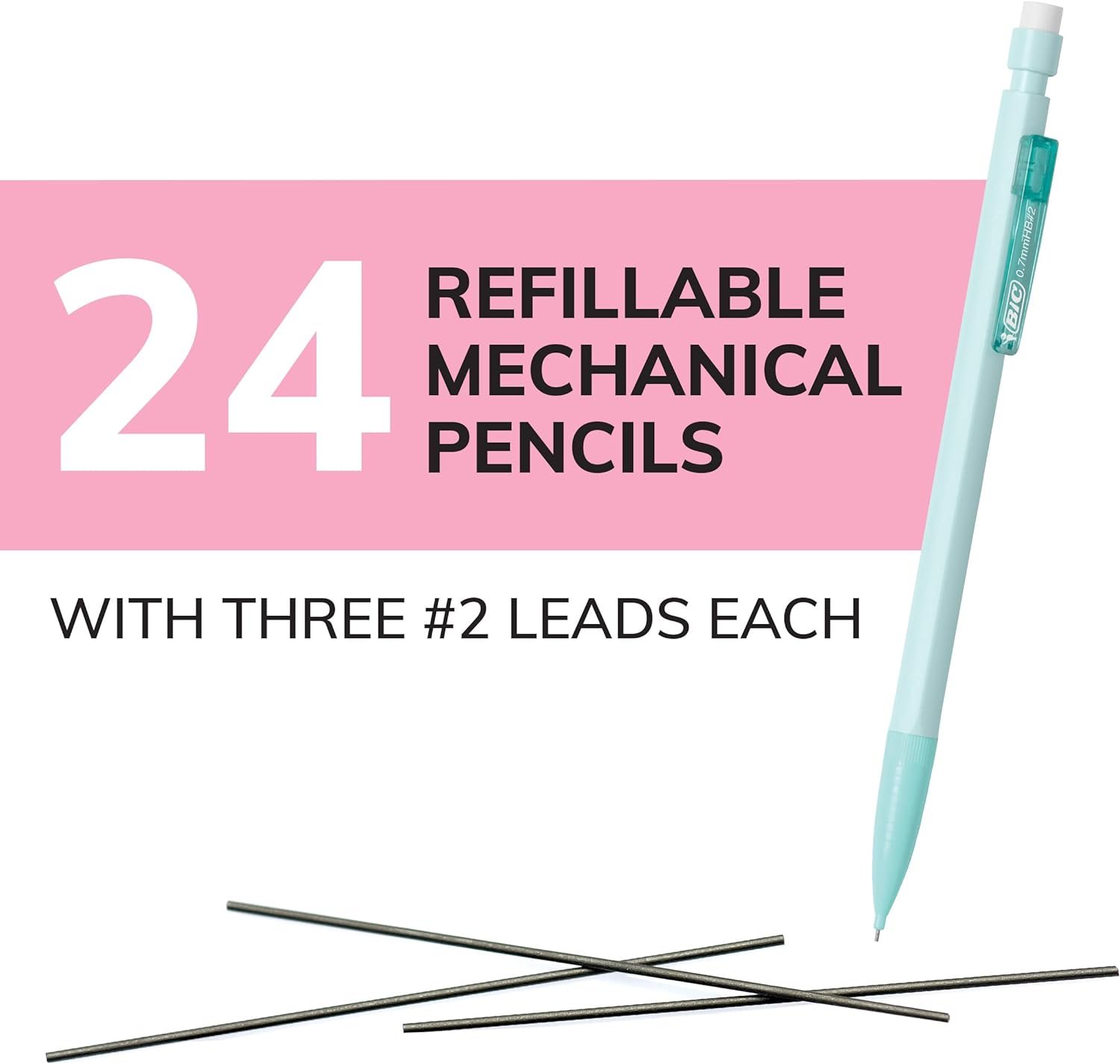 BIC Xtra-Smooth Pastel Mechanical Pencils, Medium Point, 0.7mm, 24-Count - Image 3