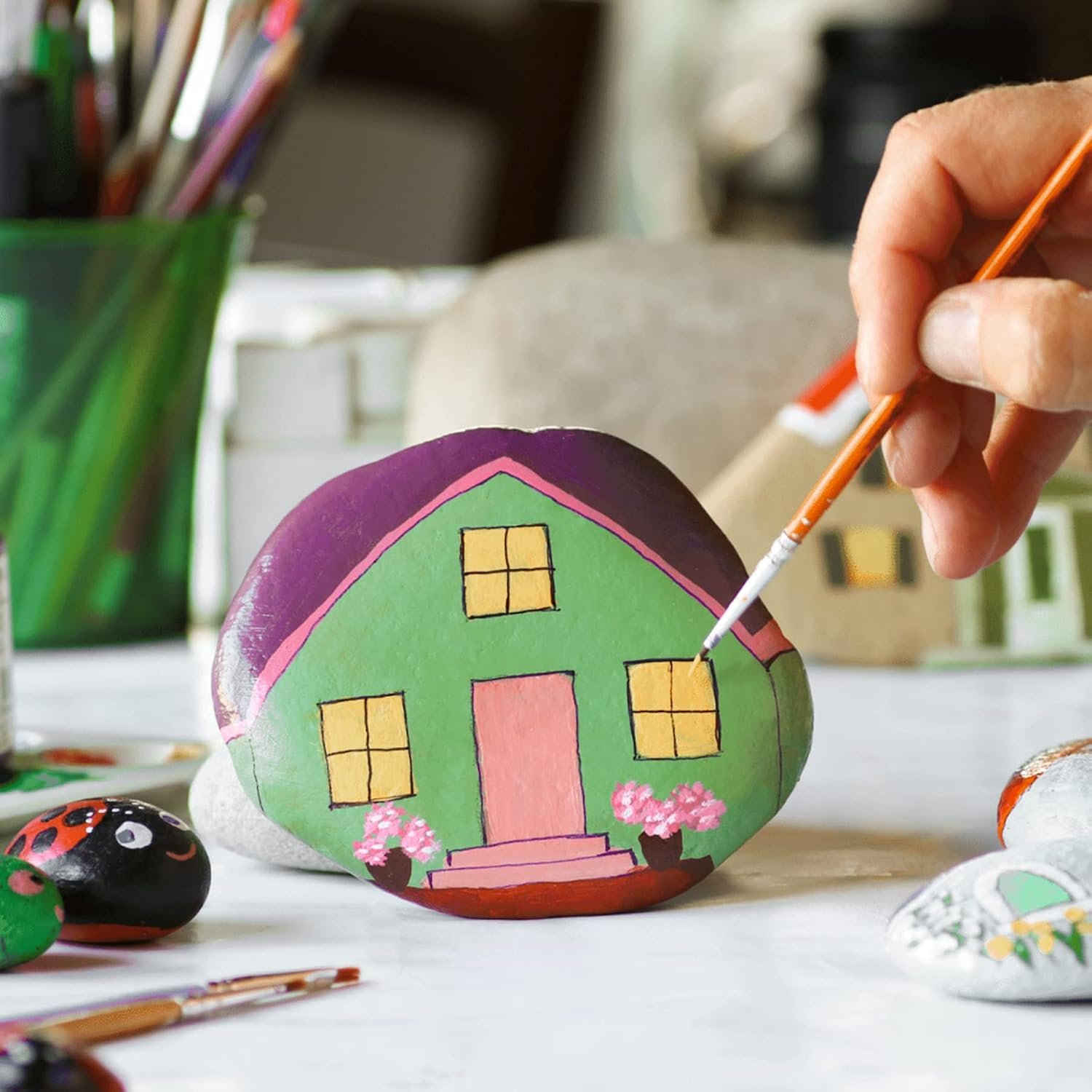 River Rocks for Painting 25 Pcs Large 2-3 Inch Flat Smooth Painting Stones Craft Rock to Paint for Kids Crafts Painting Bulk - Image 5