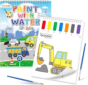 SOCOLER Paint with Water Coloring Books for Kids & Toddlers Boy-Traffic