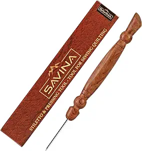 SAVINA Wooden Stiletto & Pressing Tool, Fabric Guide for Sewing & Quilting