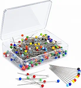 MINTHE 100PCS Sewing Pins for Fabric, Straight Pins Sewing with Pearlized Colored Heads, Quilting Supplies, Pearl, Stick, Corsage, Head