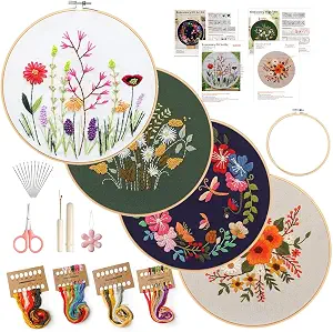 wtisan 4 Pack Embroidery kit for Beginners Cross Stitch Kits for Adults