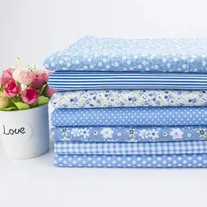 Cotton Fabric DIY Making Supplies Quilting Patchwork Fabric Fat Quarter Bundles DIY for Quilting Cotton Patchwork Cushions (Blue, 20" x 20")