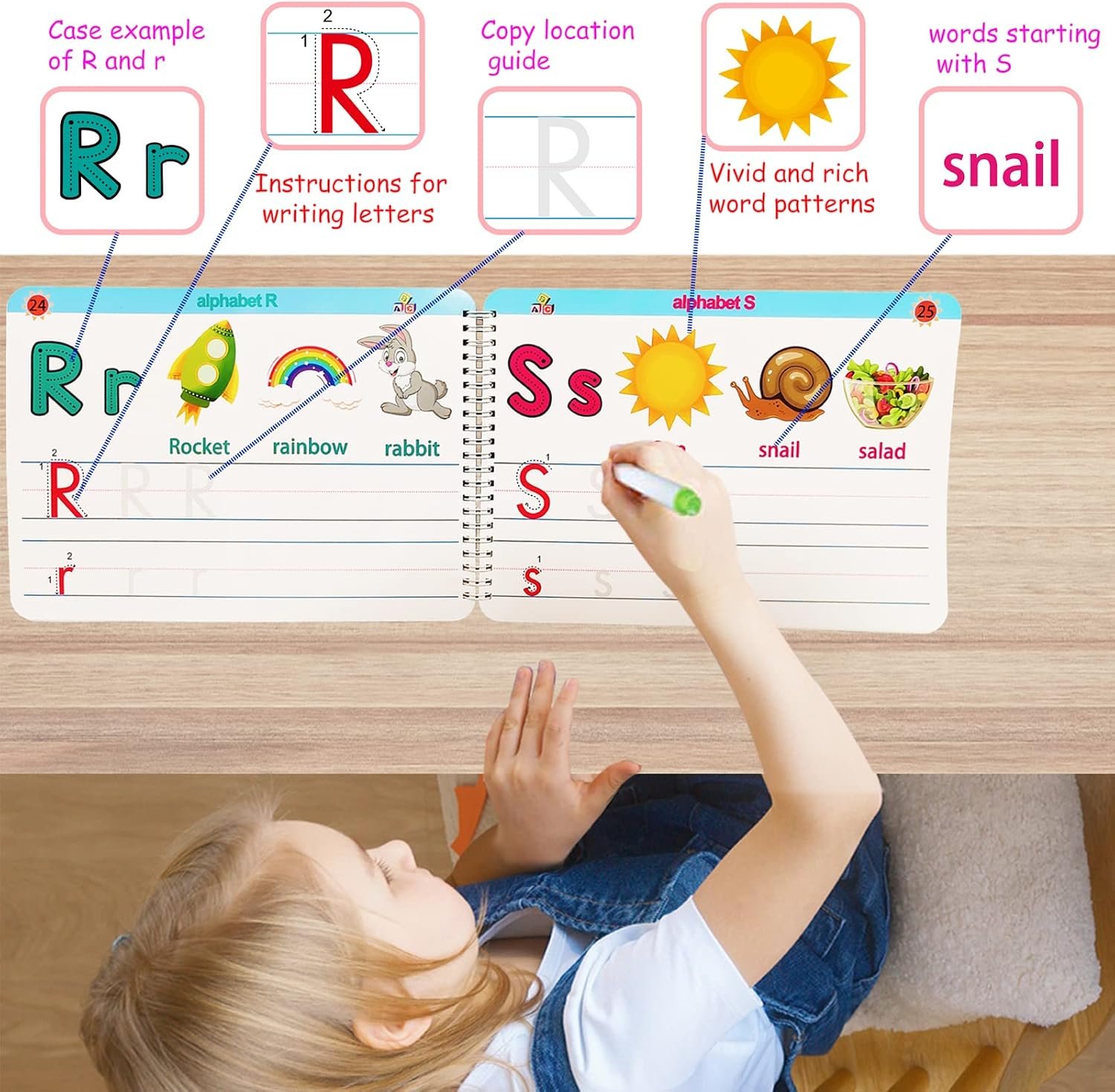 ALIANFLY Preschool Learning Activities Educational Workbook - Toddler Prek Montessori Handwriting Practice Activity Tracing Toys Busy Book for Kids, Autism Learning Materials and ABC Learning Book - Image 5