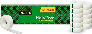 Scotch Magic Tape, Invisible, 12 Rolls