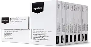 Amazon Basics Multipurpose Copy Printer Paper, 20 lb, 8.5 x 11 Inches, 8 Reams (4,000 Sheets), 92 Bright White, Great for Crisp Ink Printing