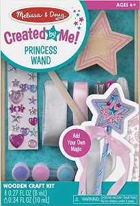 Melissa & Doug Created By Me! Paint & Decorate Your Own Wooden Princess Wand Craft Kit, Pink Princess Crafts Great for Rainy Days, Toys for Kids Ages 4+