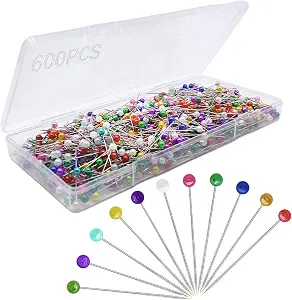 600PCS Sewing Pins, Straight Pin for Fabric, Pearlized Ball Head Quilting Pins Long 1.5inch, Corsage Stick Pin for Jewelry DIY, Craft, Sewing Supplies, Accessories By Sunenlyst