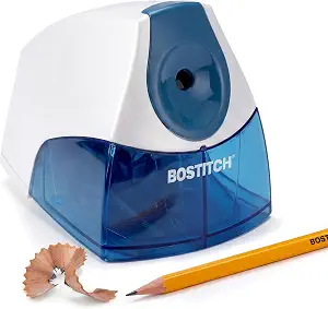 Bostitch Office Electric Pencil Sharpener for Classroom & Desk Use, Heavy-Duty Stall-Free Motor, High-Capacity Shavings Tray, Blue