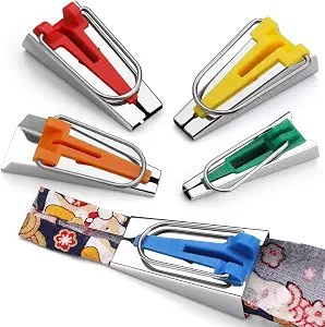 5 Sizes Bias Tape Makers Kit, 1/4" 3/8" 1/2" 3/4" 1" DIY Quilting Tools Kit