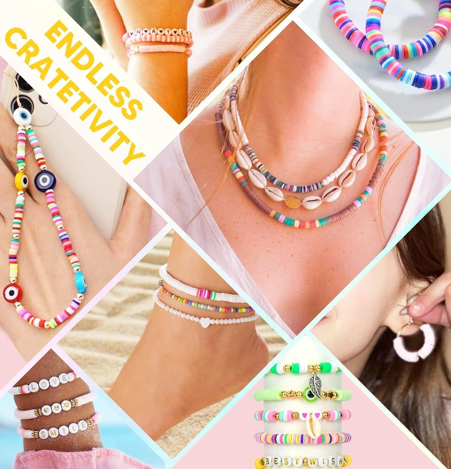 Dowsabel Clay Beads Bracelet Making Kit for Beginner, 5000 Pcs Preppy Polymer Clay Beads with Charms Kit for Jewelry Making, DIY Arts and Crafts Birthday Gifts Toys for Kids Age 6-13 - Image 3