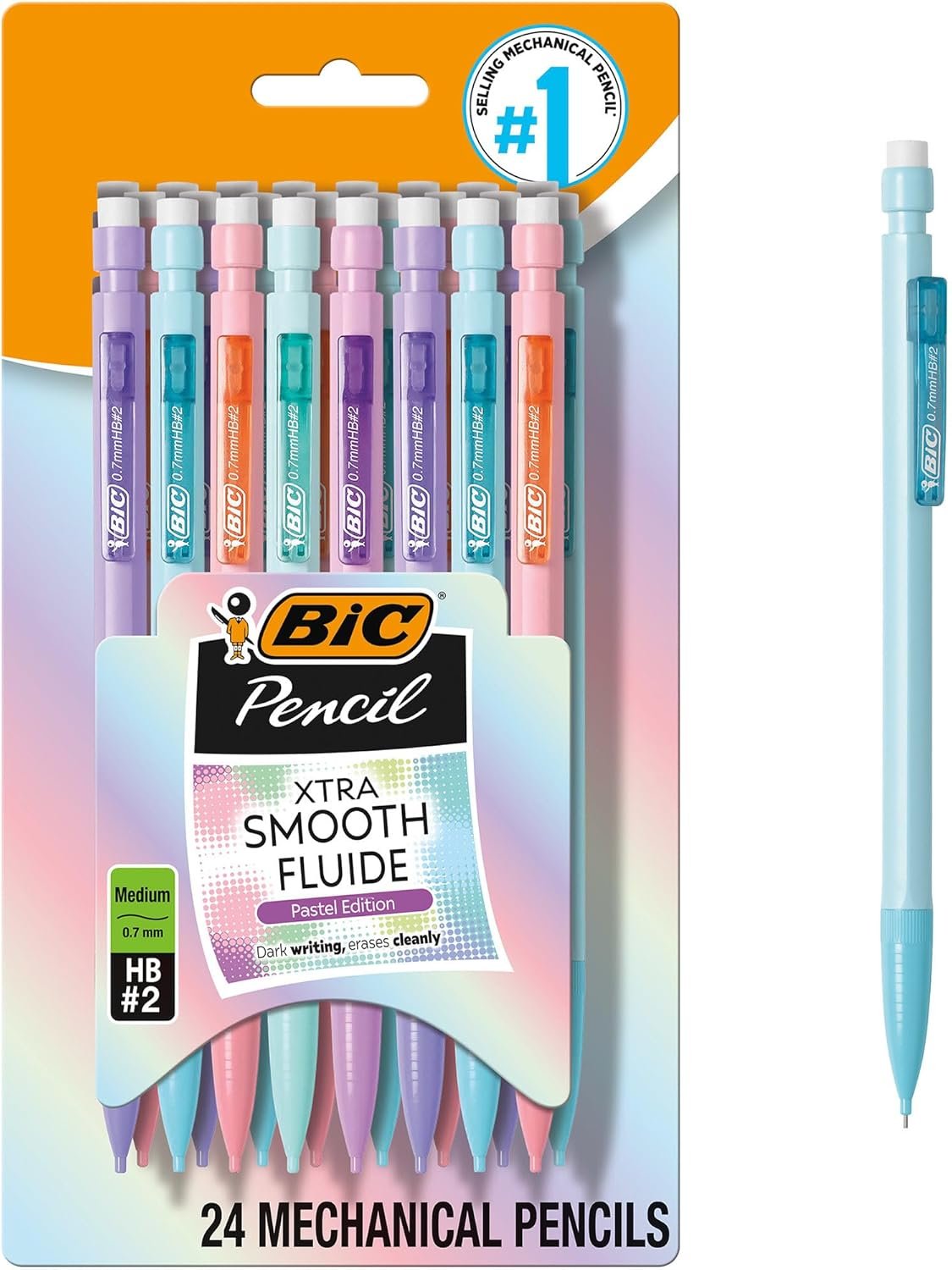 BIC Xtra-Smooth Pastel Mechanical Pencils, Medium Point, 0.7mm, 24-Count - Image 2