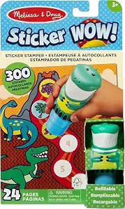Melissa & Doug Sticker Wow!™ Dinosaur Bundle: 24-Page Activity Book, Refillable Sticker Stamper, Mini Pad, 500 Stickers, Arts and Crafts for Kids Ages 3+