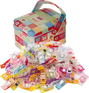Sewing Clips with Tin Box,100 PCS Fabric Clips for Quilting & Binding