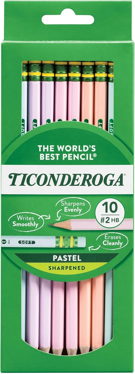 Ticonderoga Wood-Cased Pencils, Pre-Sharpened, #2 HB Soft, Pastel Colors - Image 2