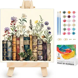 Yezavesu Book Framed Paint by Numbers Kit for Adults 10x 10 inch, Flowers