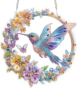 SKRYUIE Bird Hanging Diamond Art Kits for Adults Pendant Suncatcher, Special Shaped Crystal DIY Pearl Diamond Painting Kit, Gift for Mother Spring Summer Window Wreath Decor 7.87 x 7.87 Inch