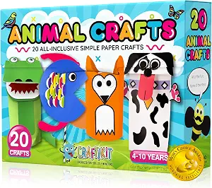 Craftikit® 20 Award-Winning Animal Toddler Arts and Crafts for Kids Ages 3-10 Years, All-Inclusive Animal Craft Kits, Fun Toddler Craft Box for Girls, Boys in Preschool