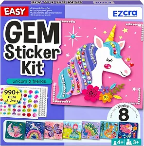 EZCRA Gem Sticker Kit for Kids - 990+ Stickers, 8 Unicorn Princess Themes