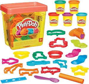Play-Doh Fun Tub Set, 19 Accessories & Reusable Storage Container, Preschool Toys, Kids Arts & Crafts, Back to School Gifts, Ages 3+ (Amazon Exclusive)