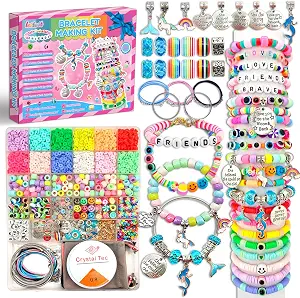 leitait Girls Toys Bracelet Making Kit -3400pcs Charm Jewelry Making Kit Supplies,Unicorn/Mermaid Crafts Birthday Christmas Gifts for Girls Ages 5 6 7 8 9 10 11 12 Years Old
