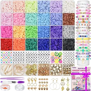 Gionlion 24 Colors Clay Beads Friendship Bracelet Making Kit w/Charms