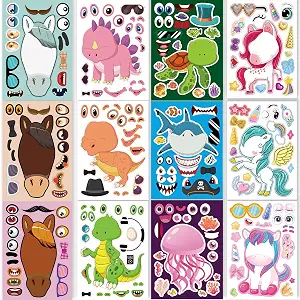 24 Sheets Make a Face Stickers for Kids Toddlers Party Favors Crafts