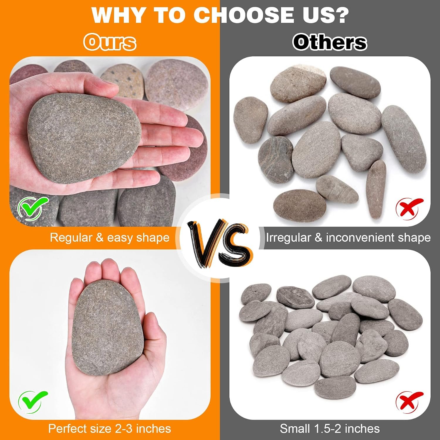 River Rocks for Painting 25 Pcs Large 2-3 Inch Flat Smooth Painting Stones Craft Rock to Paint for Kids Crafts Painting Bulk - Image 4