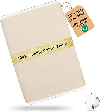 Craftido-19 Options-100% Cotton Fabric by The Yard in Solid Color 44”Wide by 3yd (9 ft) -Medium Weight 5.2 oz-Soft Cotton for Quilting, Sewing, Crafts, Binding, Backing and Lining - Cream