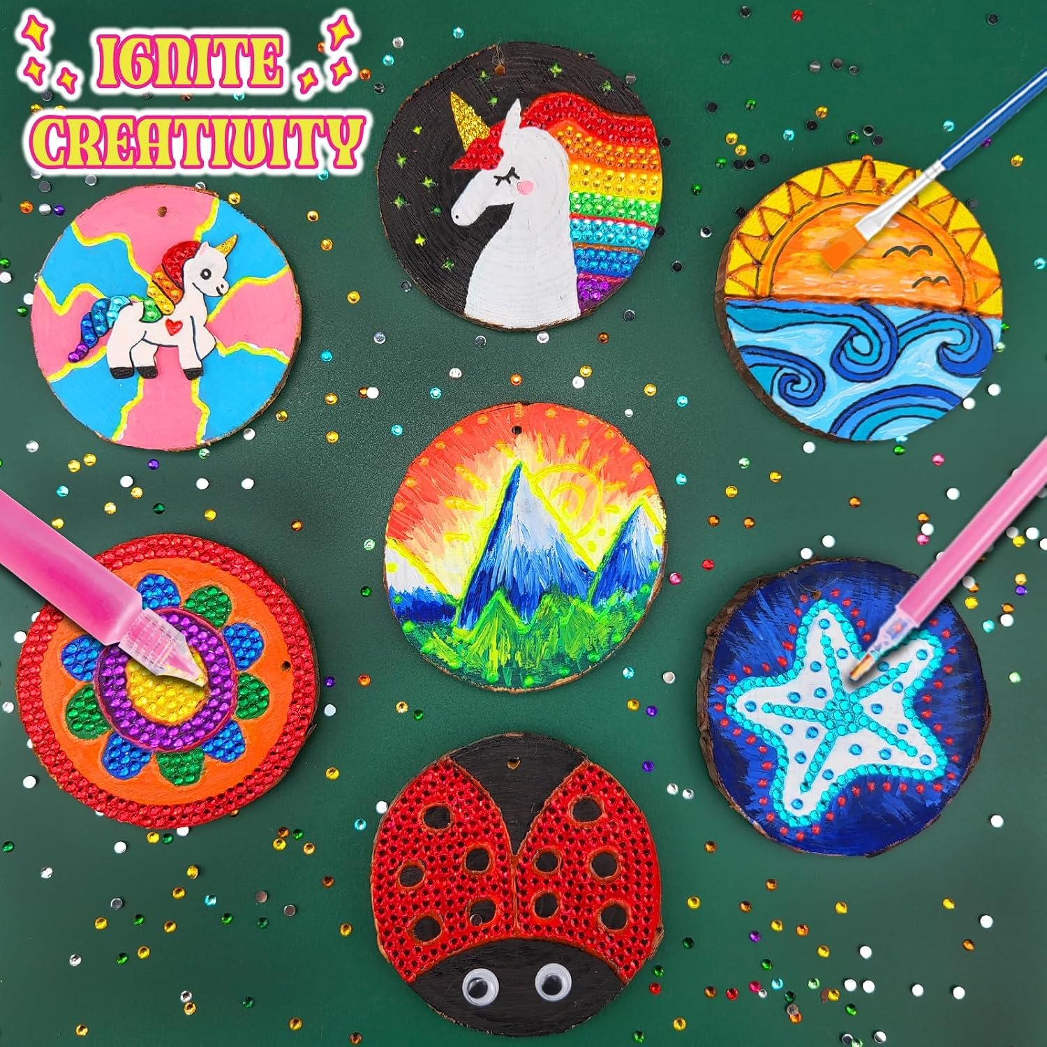klmars Kids Wooden Painting Kit-Glow in The Dark-Arts & Crafts Gifts for Boys Girls Ages 5-12-Craft Activities Kits - Creative Art Toys for 5, 6, 7, 8, 9, 10, 11 & 12 Year Old Kids - Image 3