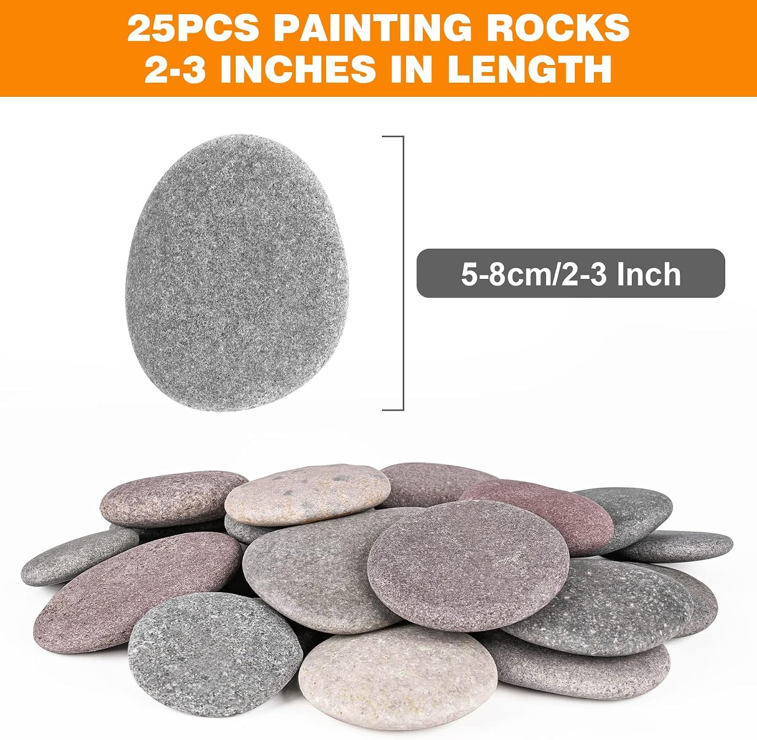 River Rocks for Painting 25 Pcs Large 2-3 Inch Flat Smooth Painting Stones Craft Rock to Paint for Kids Crafts Painting Bulk - Image 3