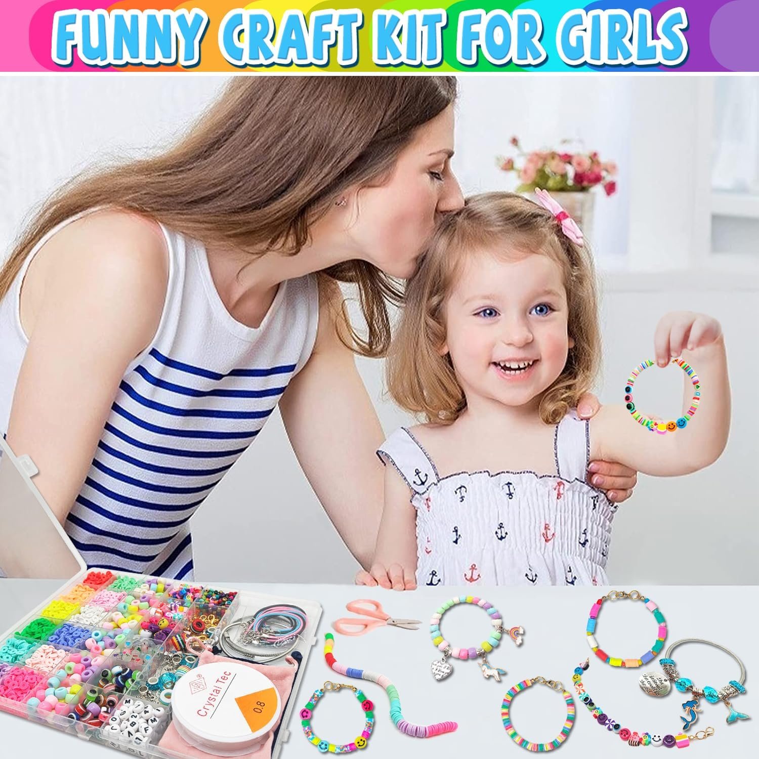leitait Girls Toys Bracelet Making Kit -3400pcs Charm Jewelry Making Kit Supplies,Unicorn/Mermaid Crafts Birthday Christmas Gifts for Girls Ages 5 6 7 8 9 10 11 12 Years Old - Image 4