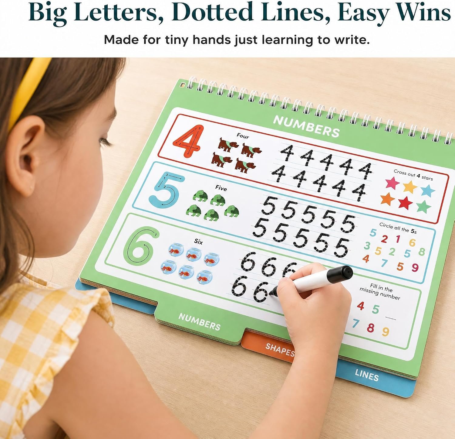 Fun Preschool Workbooks for Kids Age 3-5 - Reusable Dry Erase Tracing Books - Image 5
