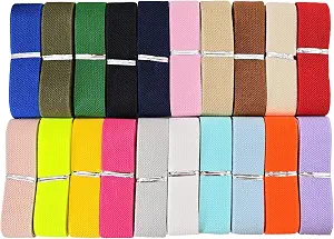1inch Knit Elastic Band-20yds Assorted Colors, Heavy Stretch for Sewing