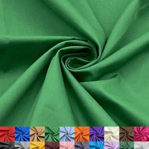 EOVEA - Cotton Polyester Fabric by The Yard – 60" Wide Broadcloth Fabric, Soft, Lightweight & Breathable Material for Lining, Curtains, Bedding, Skirts, Sewing Projects (Kelly Green, 1 Yard)