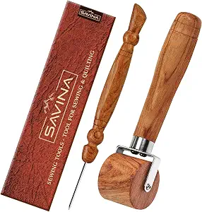 SAVINA 2-Piece Seam Roller & Stiletto Set, Wooden Sewing & Quilting Tools