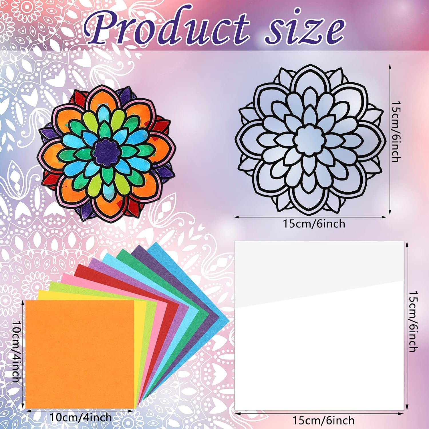Tinlade 18 Pack Mandala Window Clings DIY Kit Stained Glass Kit Suncatchers - Image 3
