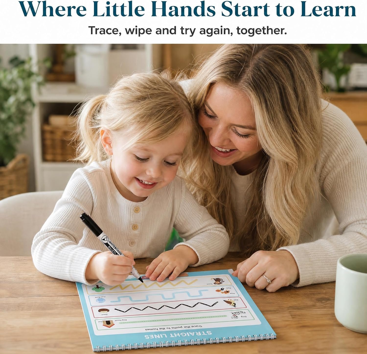 Fun Preschool Workbooks for Kids Age 3-5 - Reusable Dry Erase Tracing Books - Image 6