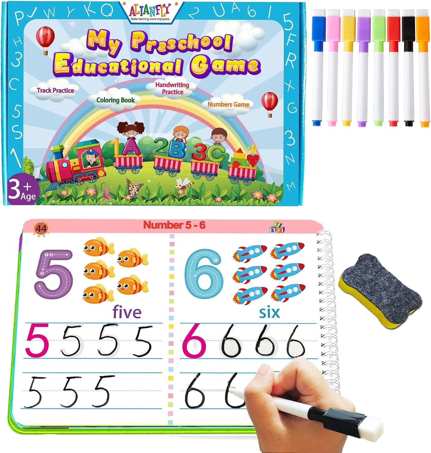 ALIANFLY Preschool Learning Activities Educational Workbook - Toddler Prek Montessori Handwriting Practice Activity Tracing Toys Busy Book for Kids, Autism Learning Materials and ABC Learning Book - Image 2