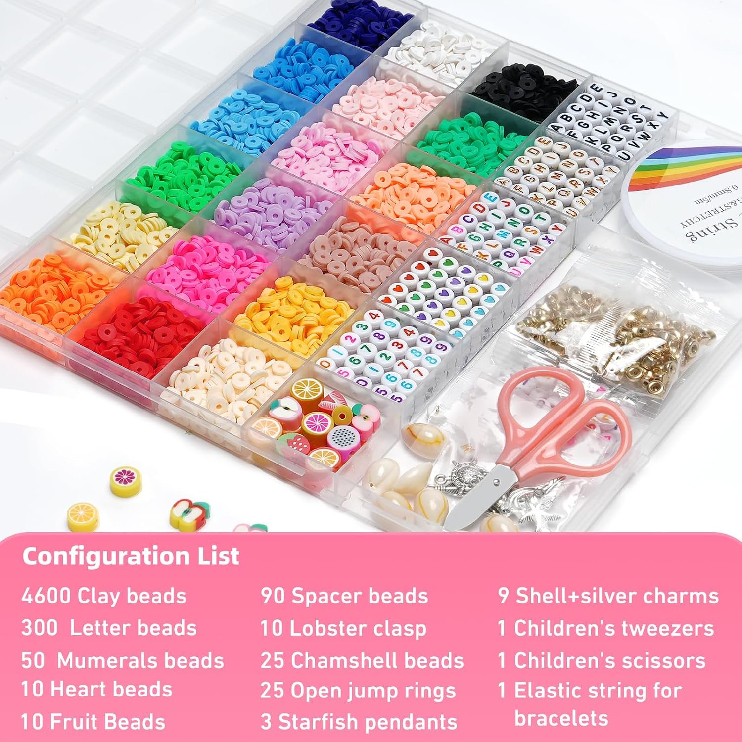 Redtwo 5100 Clay Beads Bracelet Making Kit, Flat Preppy Beads for Friendship Jewelry Making,Polymer Heishi Beads with Charms Gifts for Teen Girls Crafts for Girls Ages 8-12 - Image 5