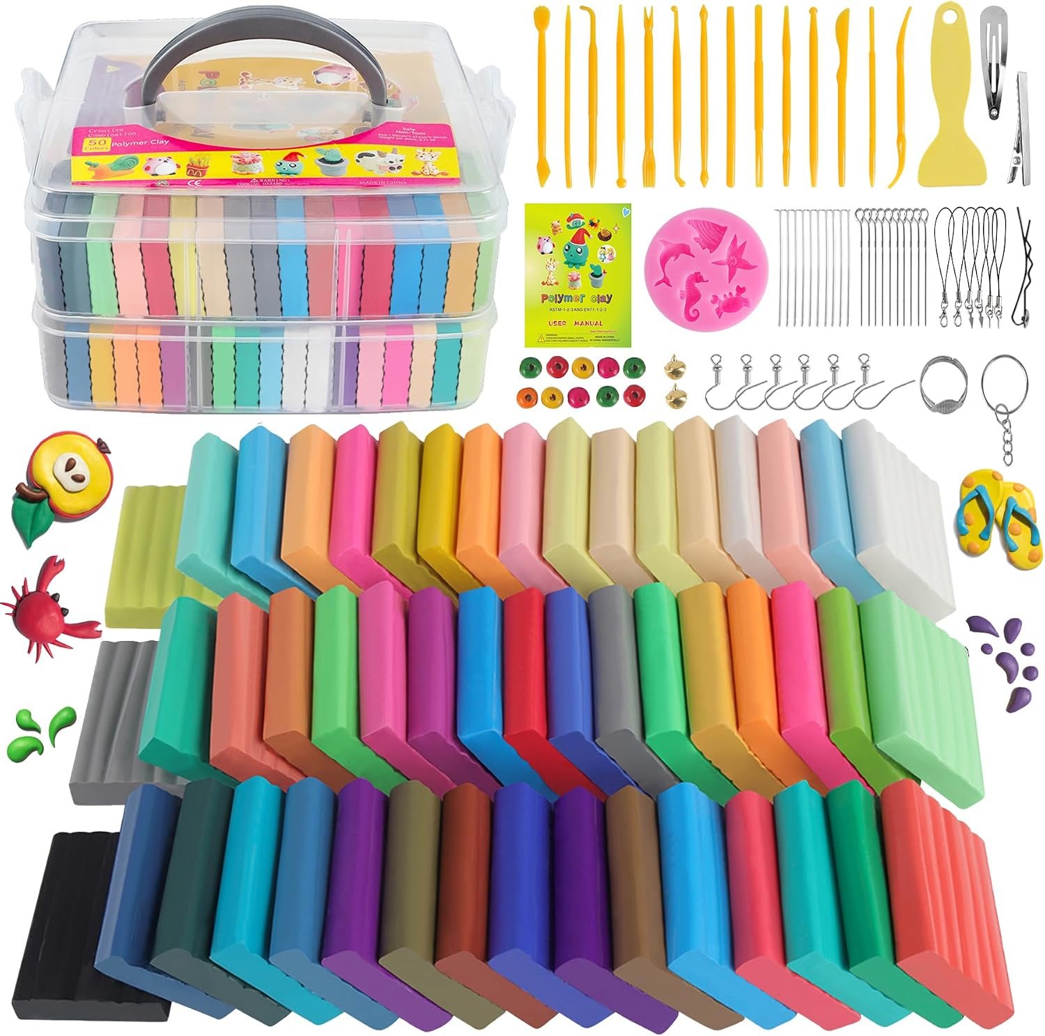 CyAJM Polymer Clay, 50 Colors, Oven Bake Modeling Clay Kit,Creative Gift - Image 2